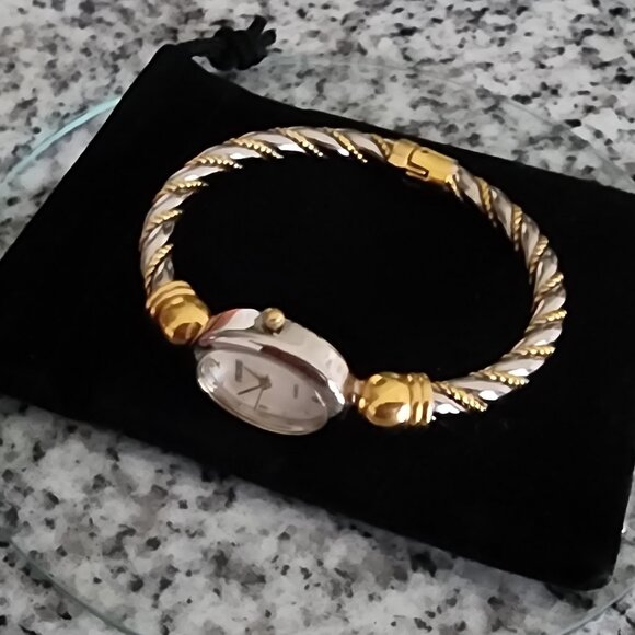 Vintage Pedre Ladies Watch-White/Yellow Gold-Plated-Twisted Style Bracelet Band - Picture 4 of 9